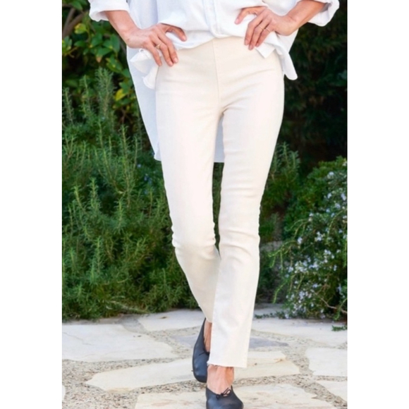New Frank & Eileen Murphy Billion Dollar Cream Ankle Pants L